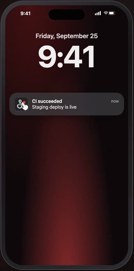 HookTap push notification on the iPhone lock screen